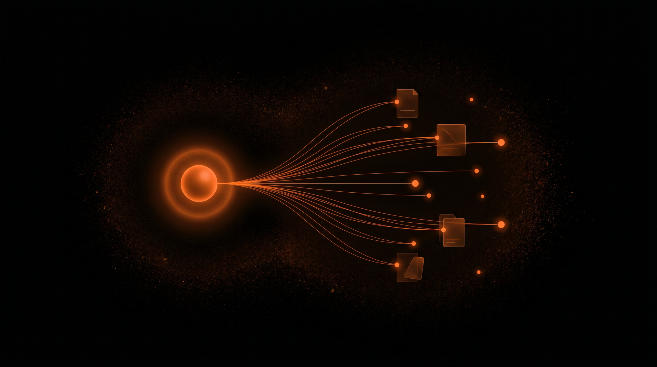 Answer Engine Optimization visualized — an AI answer engine selecting which brand sources to cite, the citation layer an AEO agency engineers and tracks.