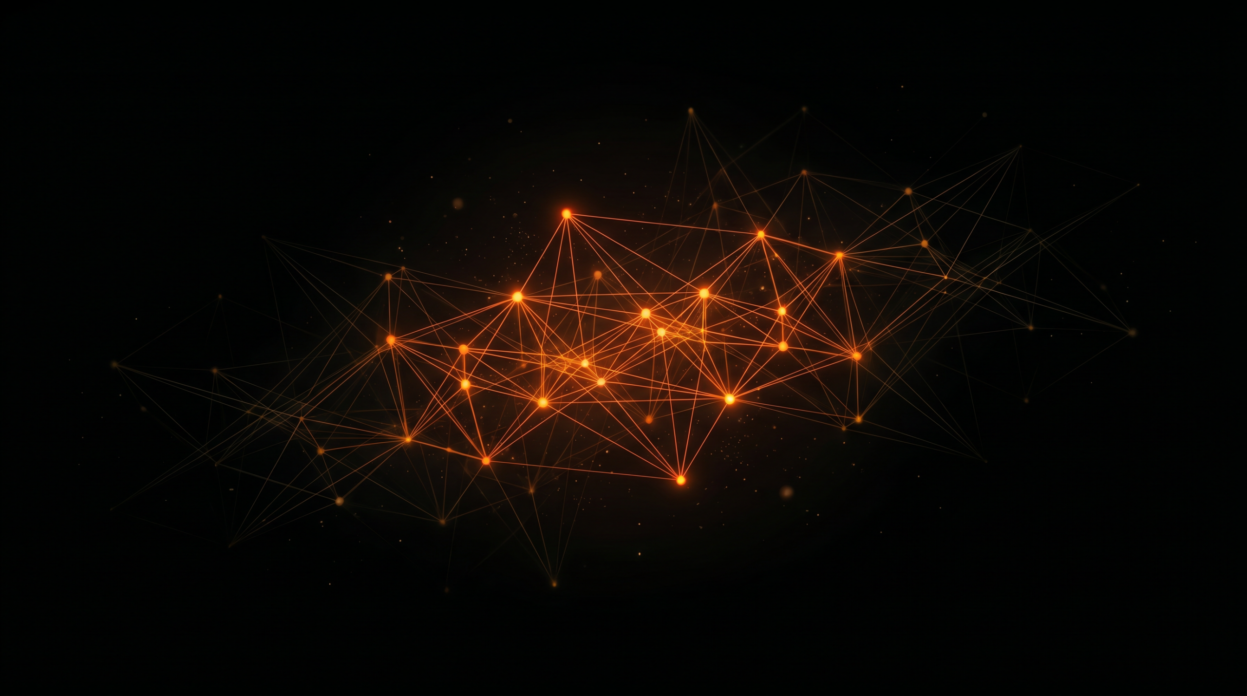 Generative Engine Optimization visualized — a brand entity knowledge graph of interconnected nodes that makes large language models trust and include the brand.